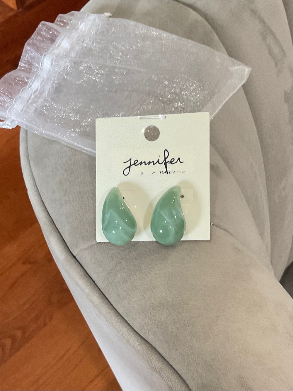 Jenni Light Green Teardrop Earrings